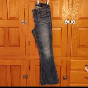 American Eagle dark wash hi-rise artist stretch boot cut jeans